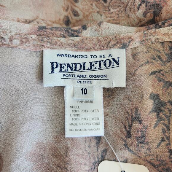 Vintage Pendleton Light Pink Floral Secretary Blouse Long Sleeve Romantic M - Picture 6 of 8